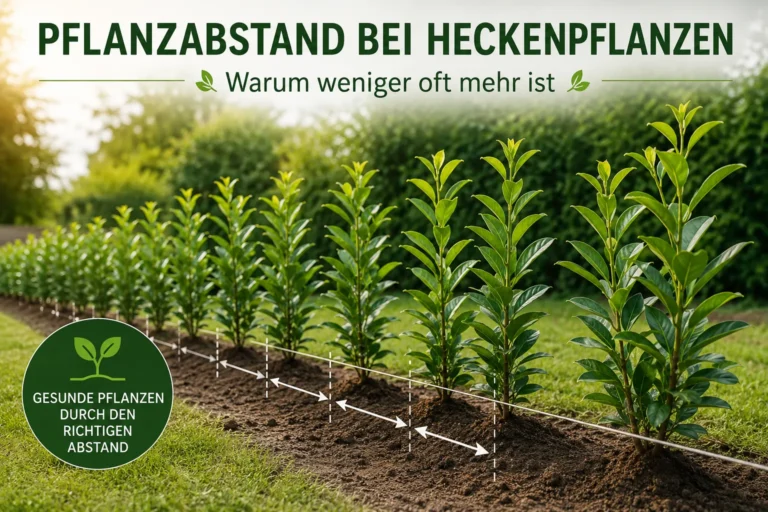 Pflanzabstand bei Heckenpflanzen – junge Heckenpflanzen mit optimalem Abstand für gesundes Wachstum und eine dichte Hecke.